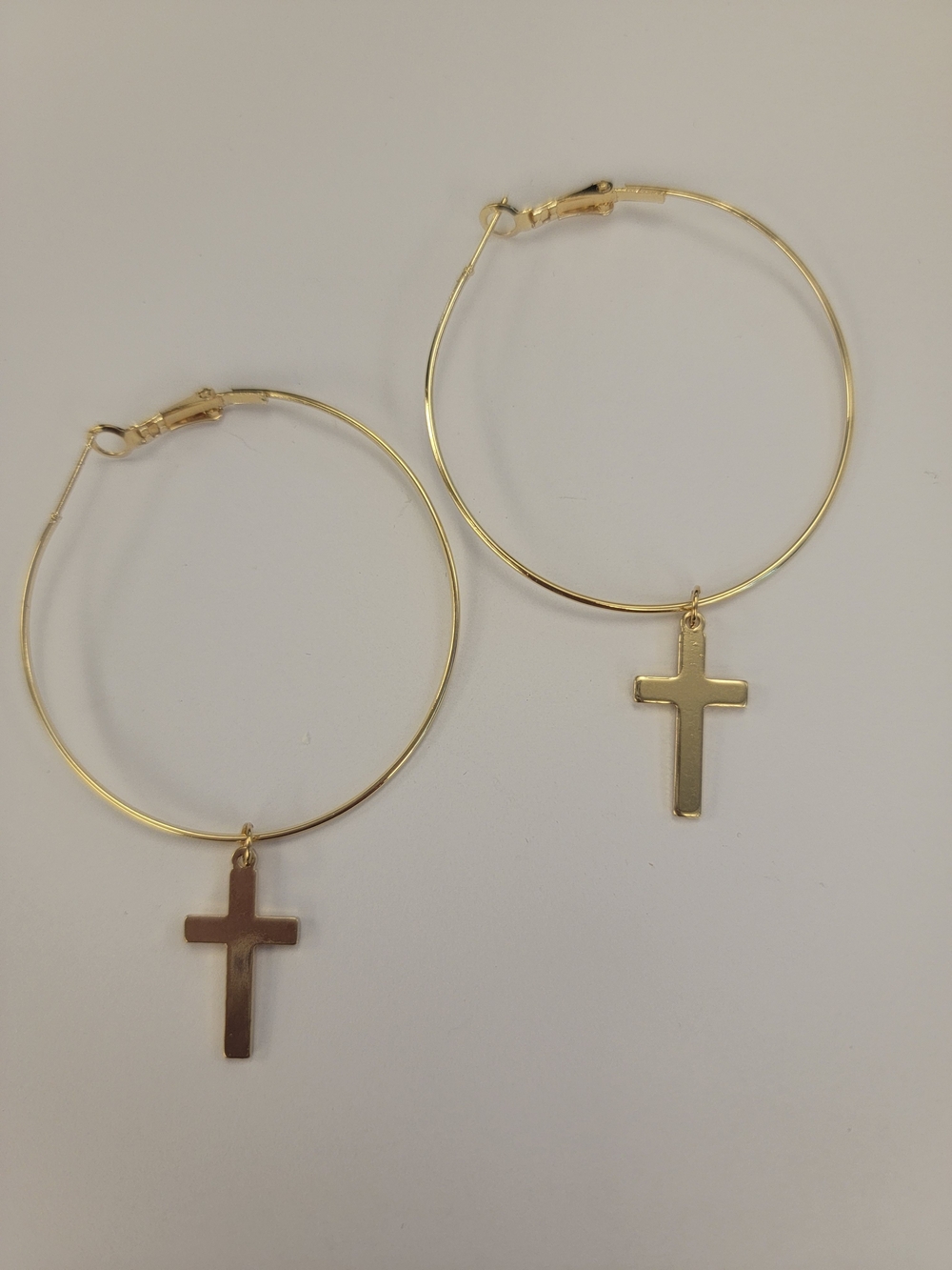 Fashion Jewelry Gold Cross Hoop Earrings
